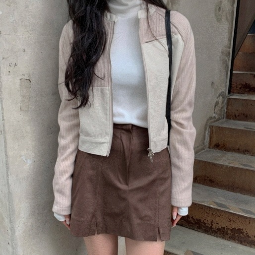 Knit pattern zip up