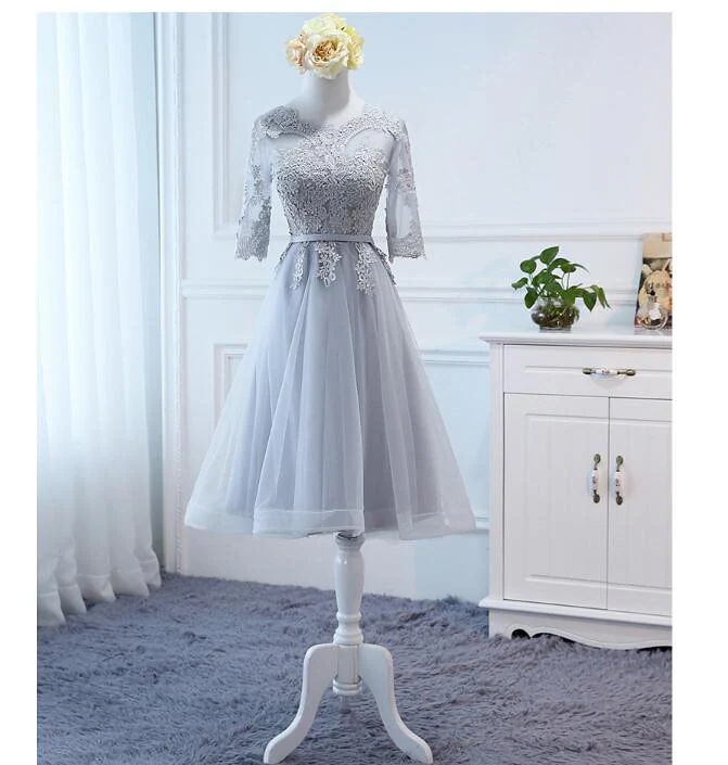 4デザインがあり ミディアムドレス ミモレ丈ドレス ウェディングドレス エンパイアドレス 袖ありレー