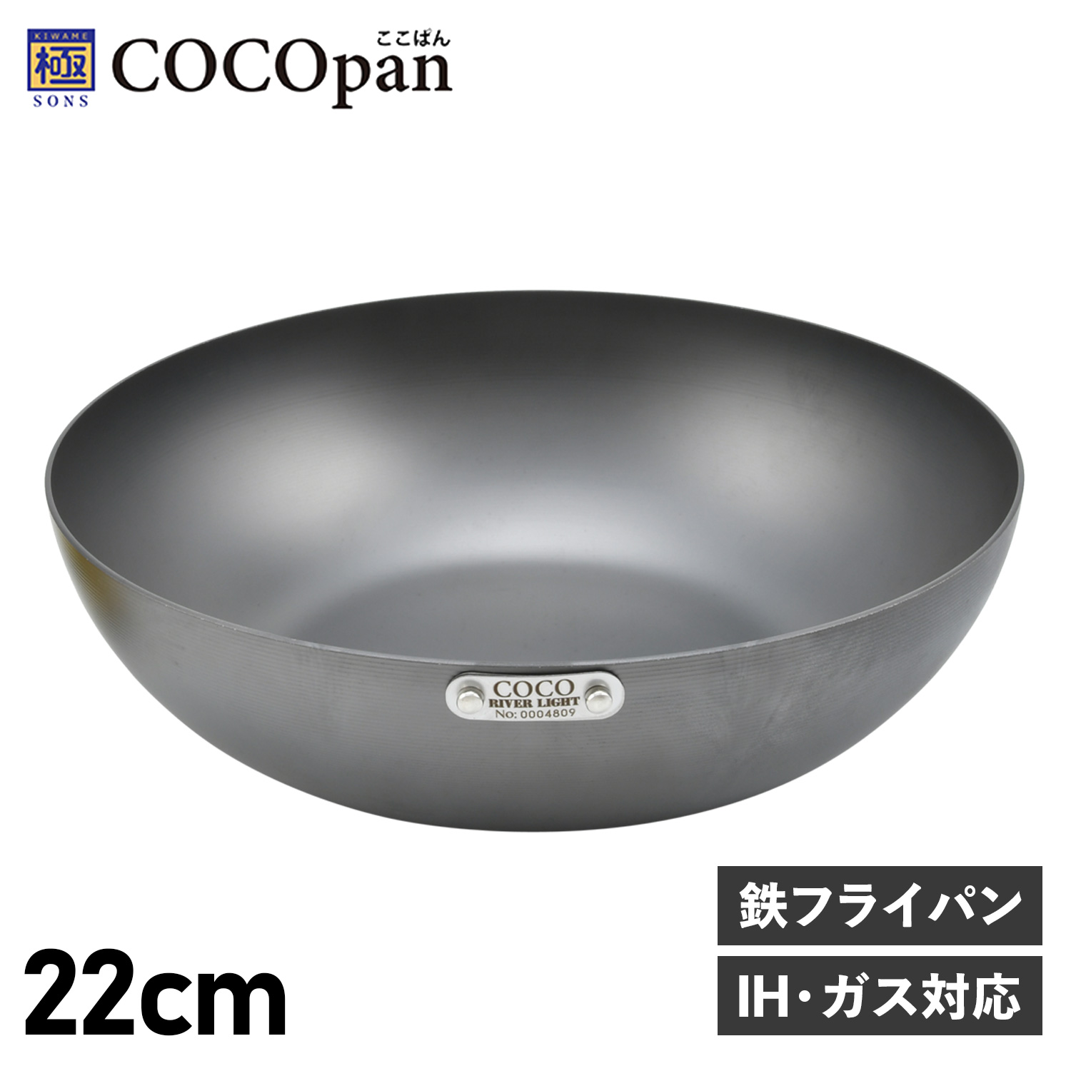 フライパン 炒め 22cm 深型 IH ガス対応 鉄 リバーライト 極SONS C102-002
