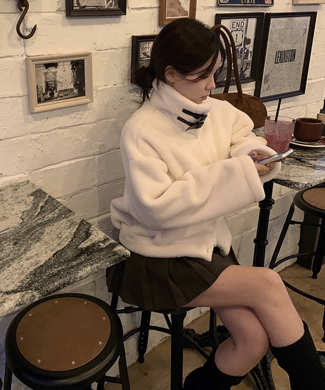 [暖かい**] ポコポコ ボア ハイネック ムートン ジャケット