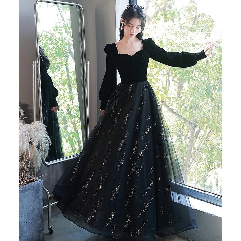 発表会 結婚式 ワンピース秋冬 ウェディングドレス 花嫁ロングドレス 成人式 同窓会 卒業式 ドレス