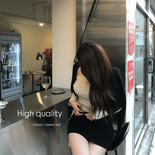 high quality クラシック パッド ジャケット [別購入] クラシック ツイード セット 3color (年末ルック 誕生日ルック セレモニールック ツーピース 冬の新商品 ノーカラー ツイ