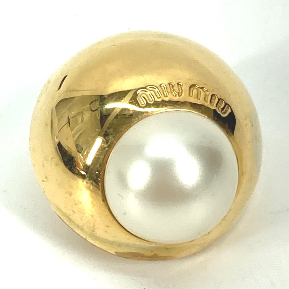 イヤリング ロゴ フェイクパール イヤーカフ アクセサリー メタル ゴールド