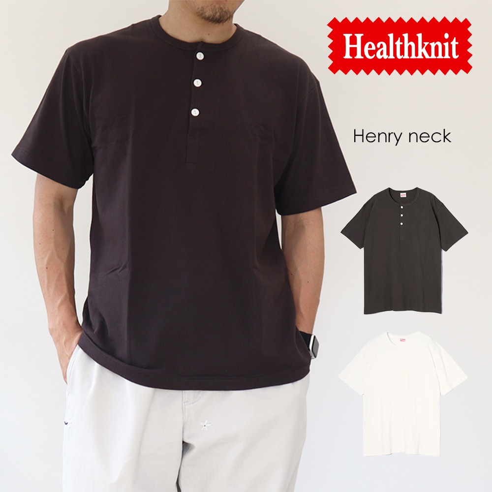 トンプキンス　ヘンリーネック半袖Tシャツ　トップス　インナー　USコットン　丸胴　レトロ　カジュアル　ヴィンテージ　メンズ　レディース　ユニセックス　212