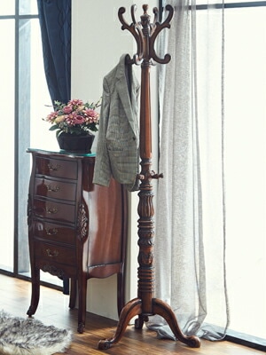 アジアン/オリエンタル調 ブンガワンソロ マホガニーコートラック 木製 回転 玄関 おしゃれ ポールハンガー ハンガーラック コートハンガー アンティーク 大人 洋服掛け 帽子掛け