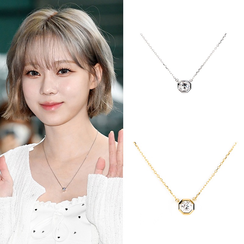 [[エスパウィンター/TWICEミナ/ヨヌ/イサベ/オムジユン着用]] ベラ八角形ソリタイヤネックレス デイリーアクセサリー 韓国ファッションスタイル 韓国ジュエリー