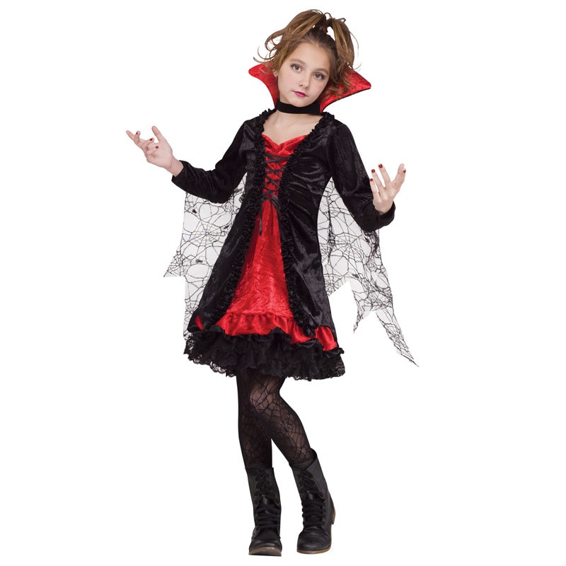 コスプレ 仮装 レースバンパイア 子供用 L 【 コスプレ 衣装 ハロウィン 仮装 コスチューム 子供 ドレス キッズ パーティーグッズ 吸血鬼ドレス 子ども用 ヴァンパイア こども 女の子 ドラキュ