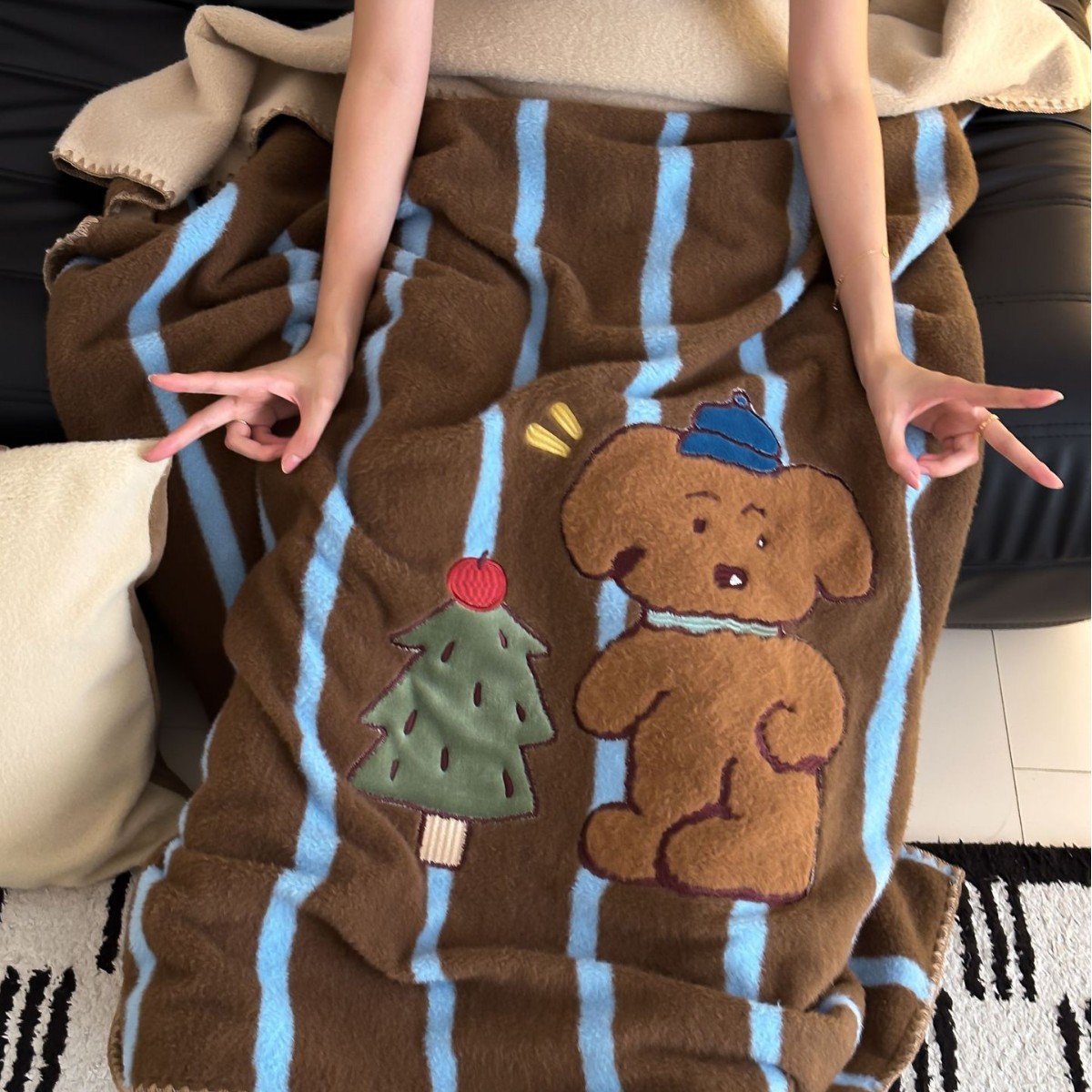 イミテーションウールのぬいぐるみ犬用ツリーブランケットソファーカバーブランケット車用厚手コーラルフリースミルクフリースランチブレイクブランケット