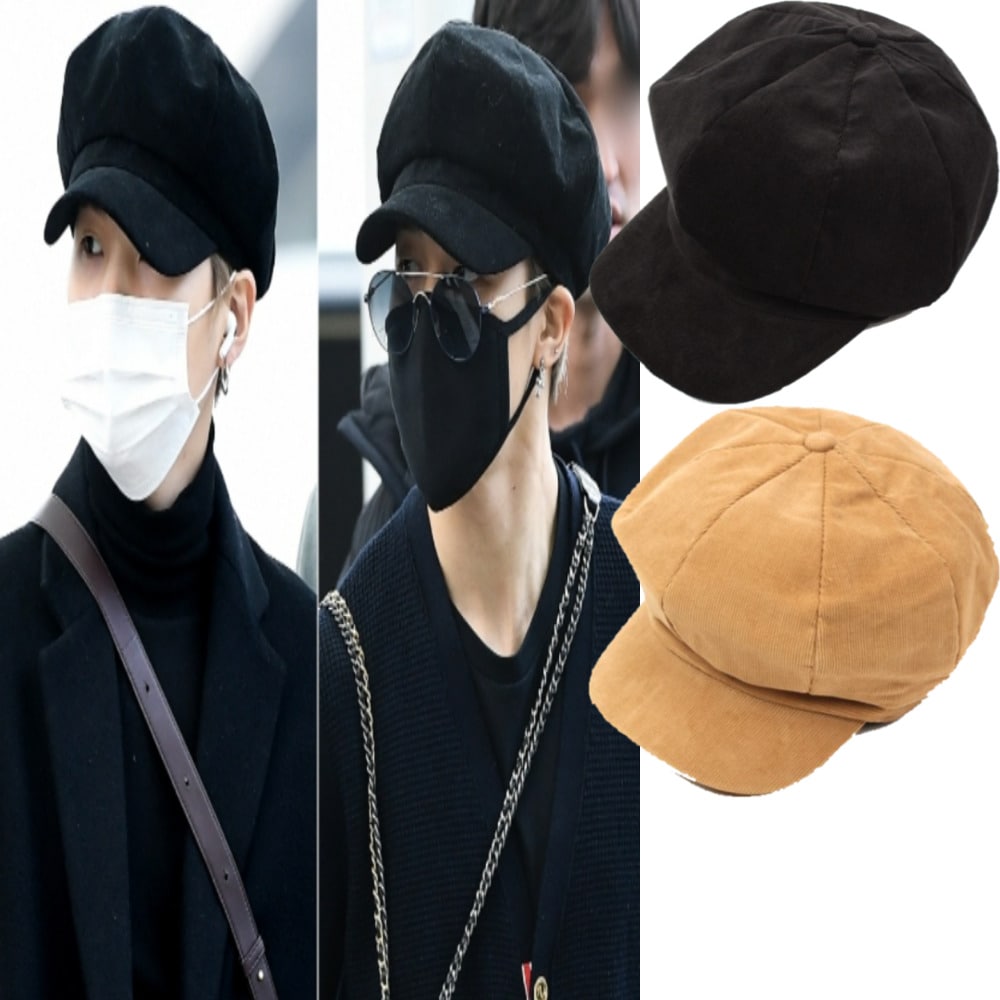 BTS JIMIN SUGA 着用]/ Corduroy Beige Newsboy Cap/ユニセックス