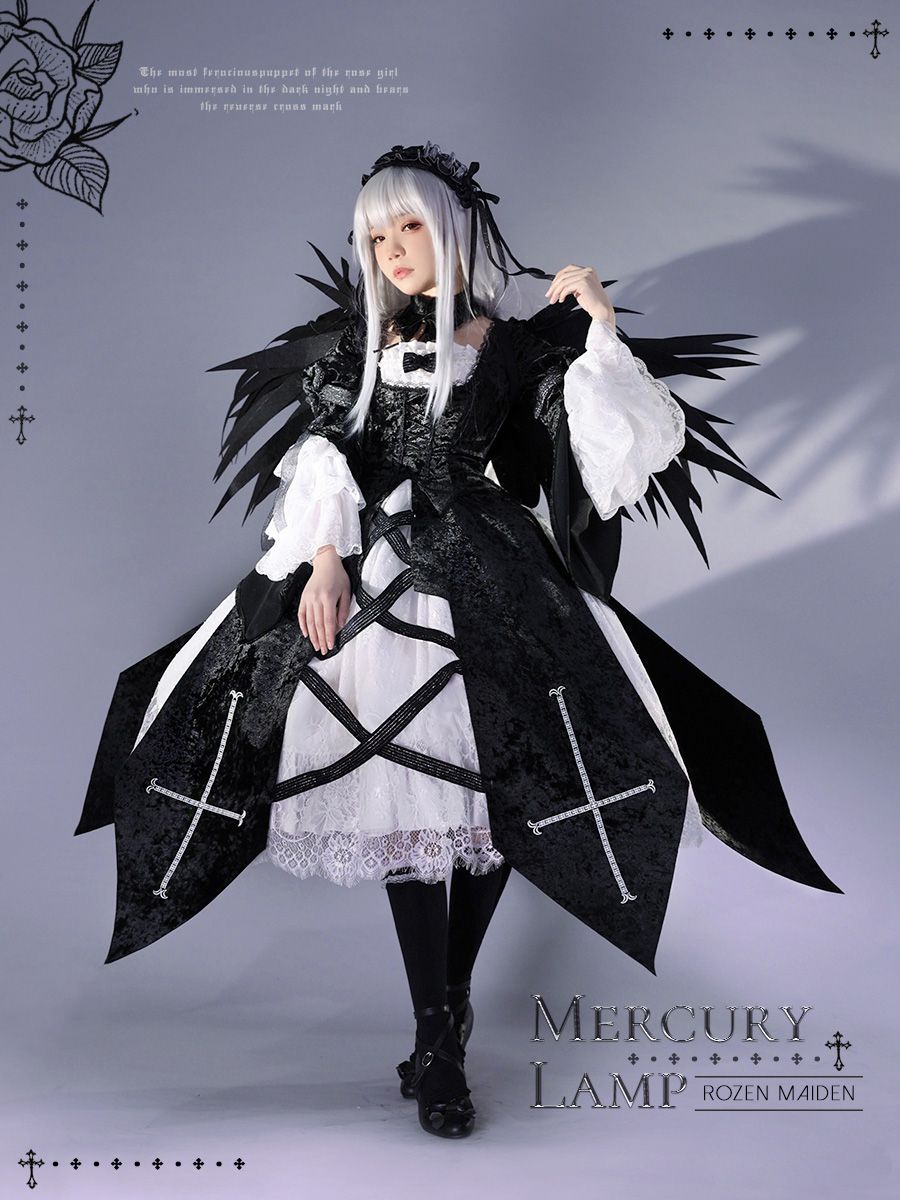 薔薇少女水灯洋服ゴシックロリコスプレ衣装女性プリント長型cos服アニメ