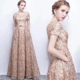 パーティードレス ドレス 二次会 花嫁二次会 結婚式 スパンコール全体 キラキラ ロングドレス演奏会カラードレス イブニングドレスウエディングドレス披露宴演奏会発表会 ロングドレスファスナー30%まで