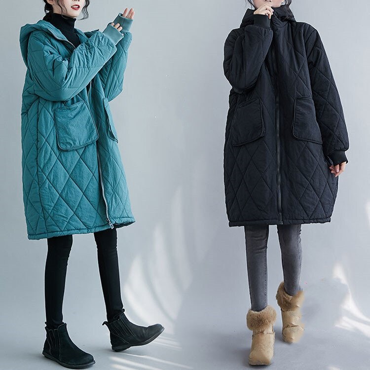 キルティングコート ロングコート フード付き ジャケット トップス レディース 長袖 無地 保温 ゆ