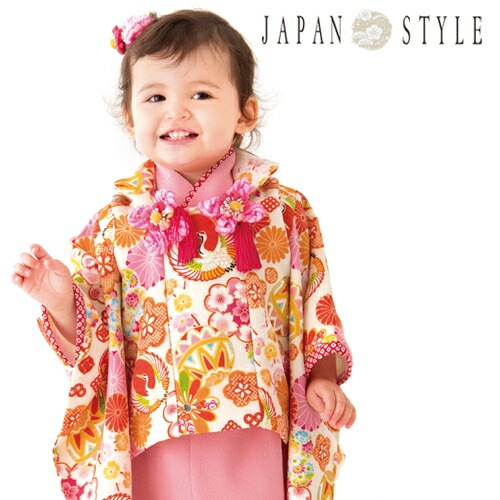 レンタルJAPAN STYLE 被布セット 1歳 女の子 ひな祭り 雛祭り 衣装クリーム地に鶴菊梅女の子 赤ちゃん ベビー 一歳 着物 衣装 和服 初節句 ハーフバースデー 誕生日 正月