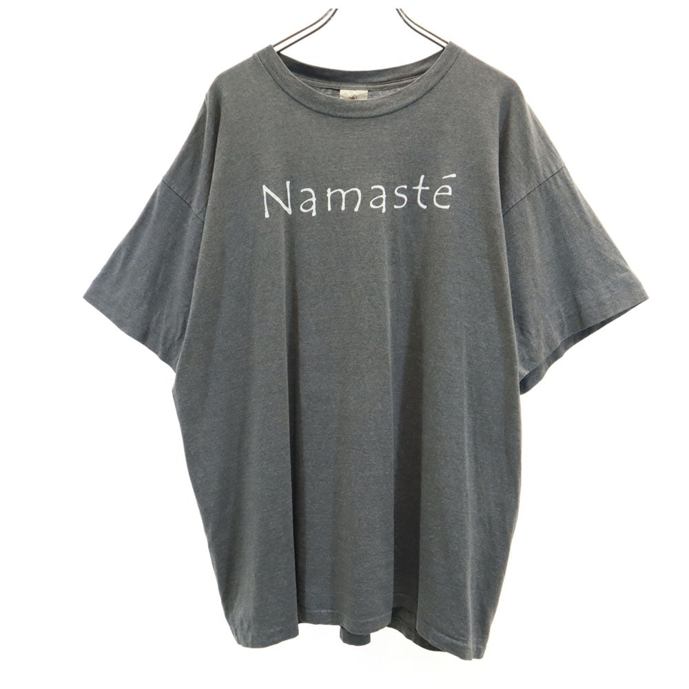 アローレ 90s USA製 オールド namaste プリント 半袖 Tシャツ 2XL グレー ALORE ビッグサイズ メンズ