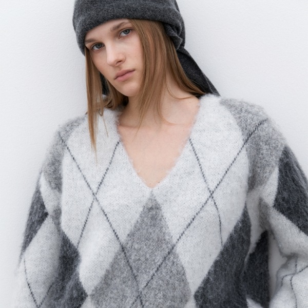 MILA ALPACA ARGYLE KNIT (T-7149)