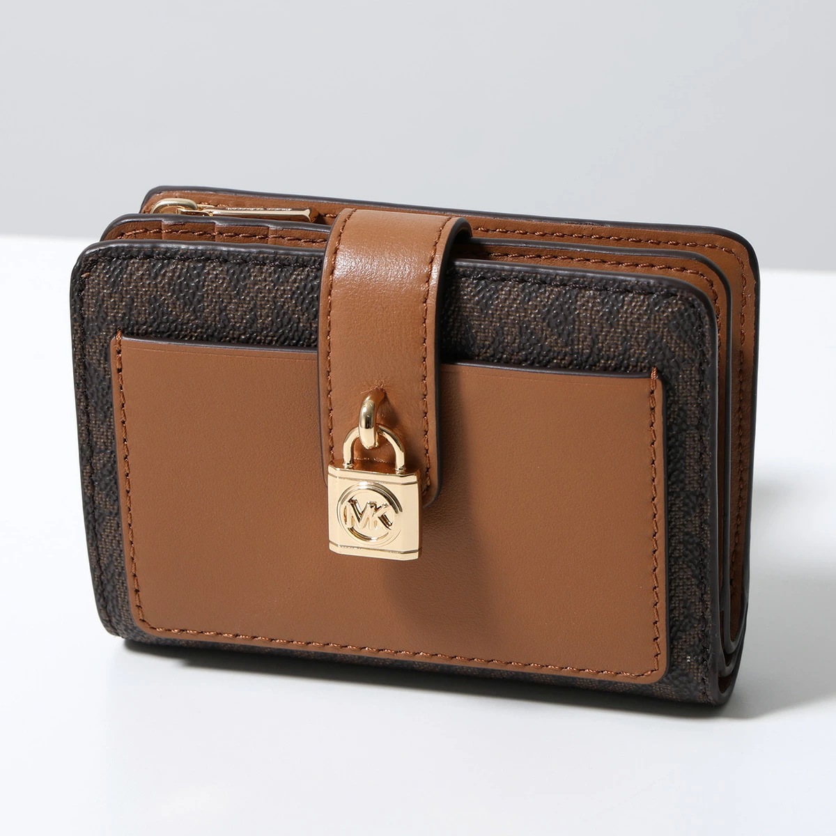 MICHAEL KORS マイケルコース 二つ折り財布 SCARLETT スカーレット 32S5GETD1B レディース レザー ミニ財布 BRN/ACORN