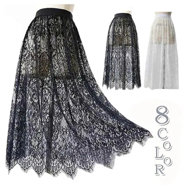 1つ買うと10個無料レディース フレア ロング レース スカート 総レース ルスカート 重ね着 15,587円