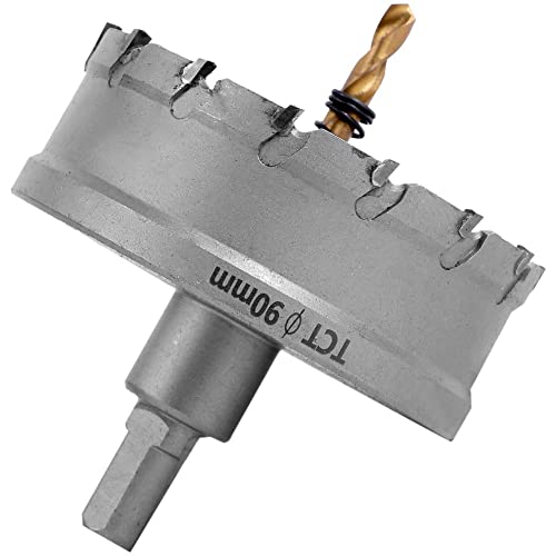 【DIYのプロ推薦】 超硬 ステンレス ホールソー 穴あけ 電動ドリル ホルソー ホールカッター ShopXJ (1, 90ｍｍ)