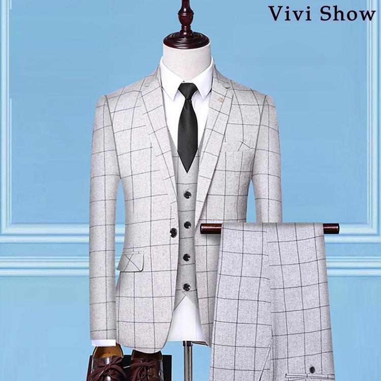 [新品入荷]在庫処分即日発送 メンズ 3ピース スーツ チェック柄 ビジネススーツ セットアップ 3ピーススーツ カジュアルスーツ 通勤 結婚式 新作