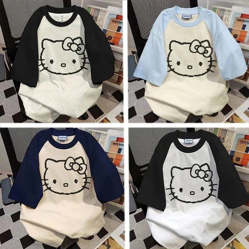 【メガ割】220g 260g 綿 キティちゃん tシャツ 半袖 S-3XL 4Color 男女兼用 レディース メンズ キャラクター かわいい 夏服 韓国ファッション大きいサイズtシャツ