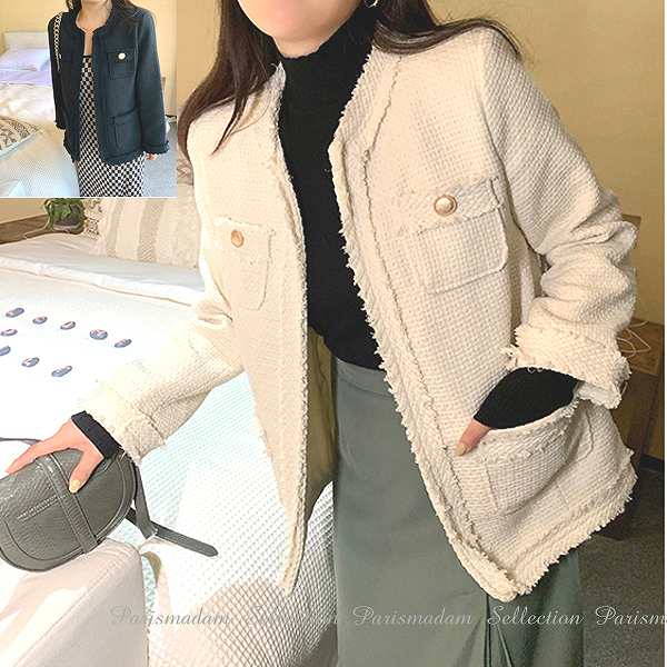 注目商品上品ノーカラージャケット　ハーフジャケットホワイトゴージャス　入学式　七五三パーティー卒業式大人大きいサイズ20代30代40代50代ミセス