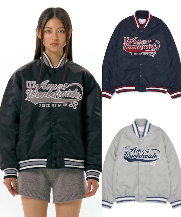★AMES-WORLDWIDE★NYLON STADIUM JACKET NAVY★正規品/送料込 ☆AMES-WORLDWIDE☆NYLON STADIUM JACKET NAVY☆正規品/送料込