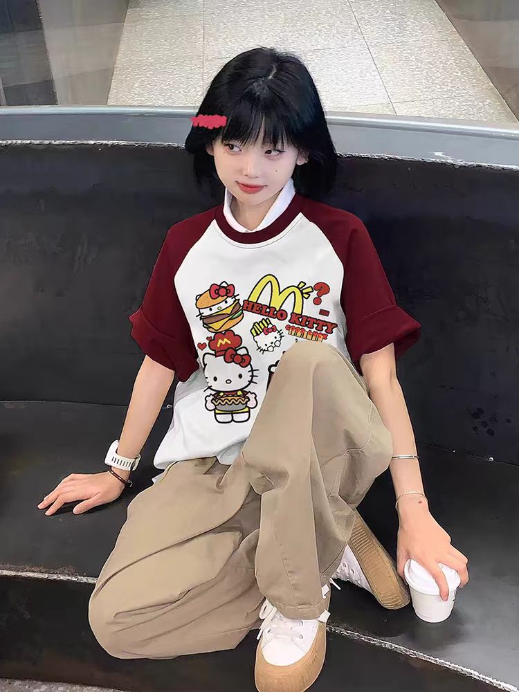 20.女性用ハローキティ純綿半袖tシャツ夏新作ゆったり半袖トップス