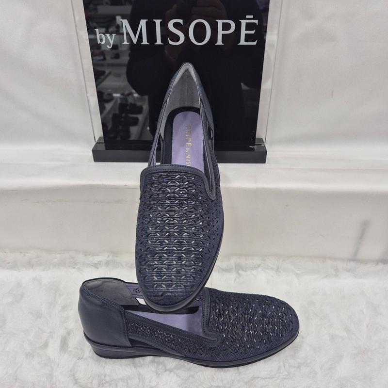 By 女性 超軽量 パンチング 短靴 112HT212SF018 NAVY 4 JJ