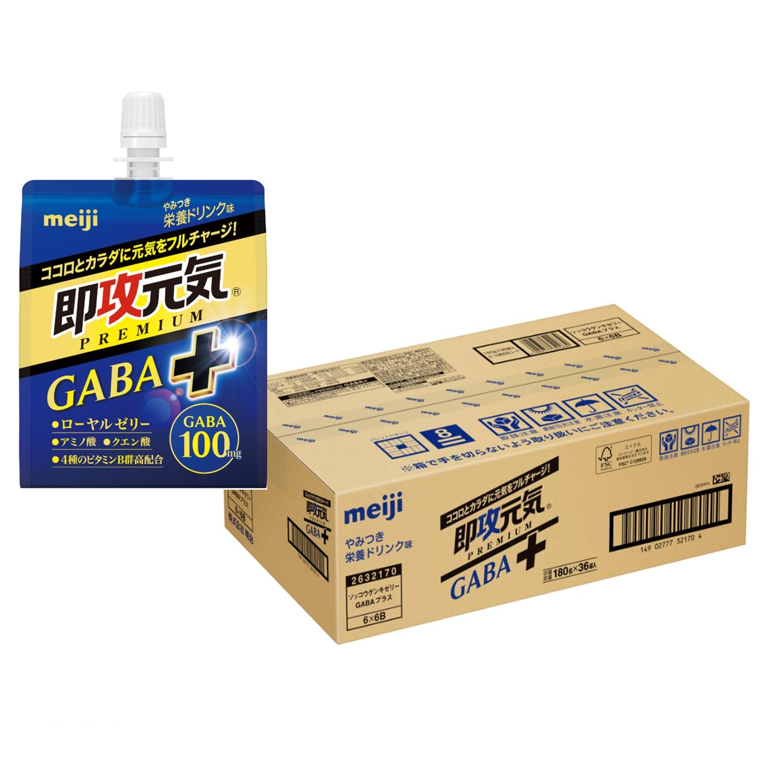 即攻元気ゼリー GABA+ やみつき栄養ドリンク味 180g×36個 【ケース販売】 明治 7,414円