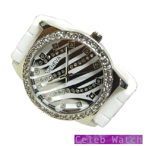 セール GENEVA 腕時計 ジルコニア カスタム ウォッチ シルバー ホワイト ラバーベルト メンズ 時計 ラグジュアリー スタイル ブランド ファッション セレブ ウォッチ メンズウォッチ セ