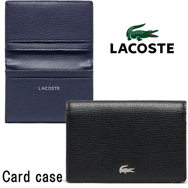 ラコステ メンズ 名刺入れ カード入れ レディース 本革 おしゃれ カードケース 二つ折り NH1604KP 000 ブラック 黒 021 ネイビー 小物 送料無料