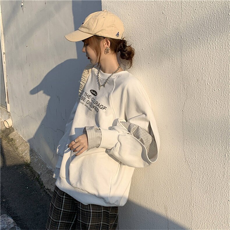 ２色 トップス トレーナー レディース 春 秋 カジュアル ゆったり 長袖 オーバーサイズ 大きめ 長袖 ボリューム袖 ラウンドネック 襟なし ワイド ホワイト ブラック S M L XL 2XL