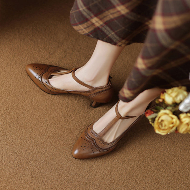 1000円OFFクーポン レディース パンプス 牛革 ウィングチップパンプス クロスストラップ オックスフォードパンプス ハイヒール シューズ 手造り 革靴 ピンヒール レザー 本革 オフィス フォー