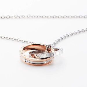 ペアネックレス サークル ビジュー レディース メンズ カップル 人気 ペアルック ジュエリー