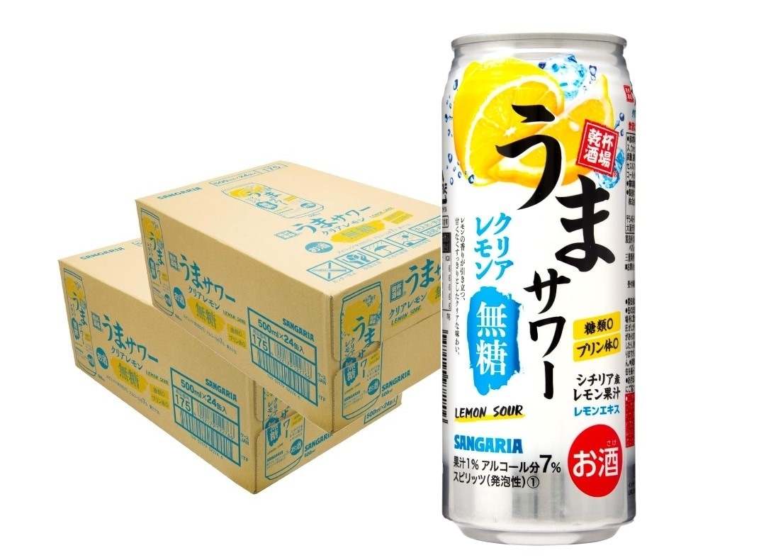 【送料無料】サンガリア うまサワー 無糖レモン 500ml2ケース/48本【本州(一部地域を除く)は送料無料】