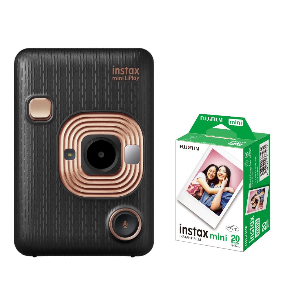 富士フイルム ハイブリッドインスタントカメラ チェキ instax mini LiPlay エ レガ ン トブラック＆フィルム20枚