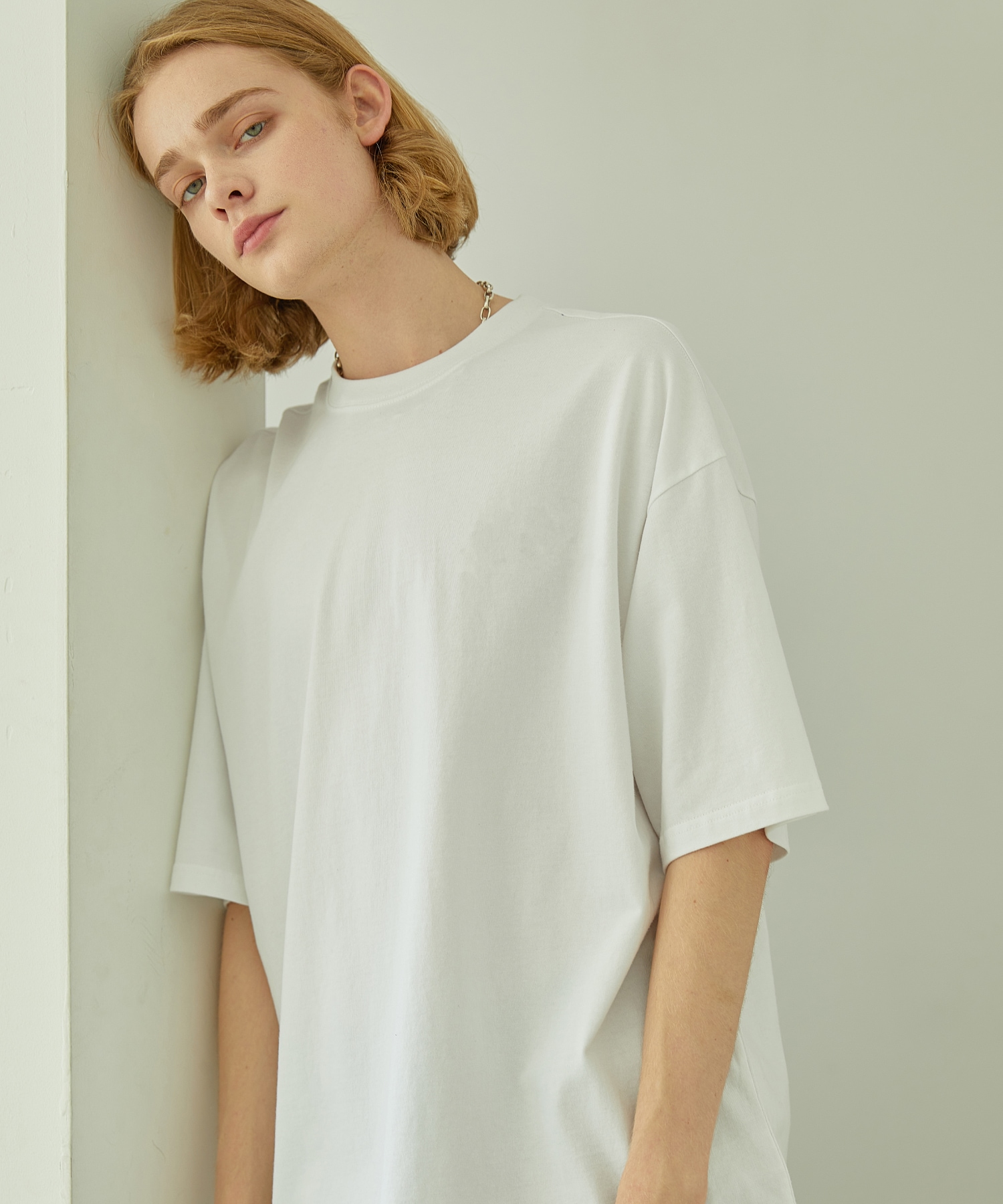 CPGN STUDIO (16カウント) ヘビーオーバーフィットホワイトプレーンショートスリーブTシャツ