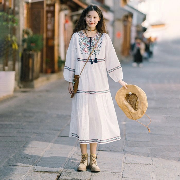 リゾートワンピ 大人可愛い 夏ワンピース 白ワンピース ボヘミアン風 リゾートワンピース レディース リゾート ワンピース ワンピ 体型カバー オシャレ ロング丈 ロングワンピ 春 夏 パーティー ハ