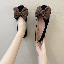 フラットサンダル 楽ちん！フラットパンプス ローファー 通勤 2024春の新しい韓国の平らな単一の靴の正方形の浅い口のの弓ビロードの女性の靴 韓国ファッション