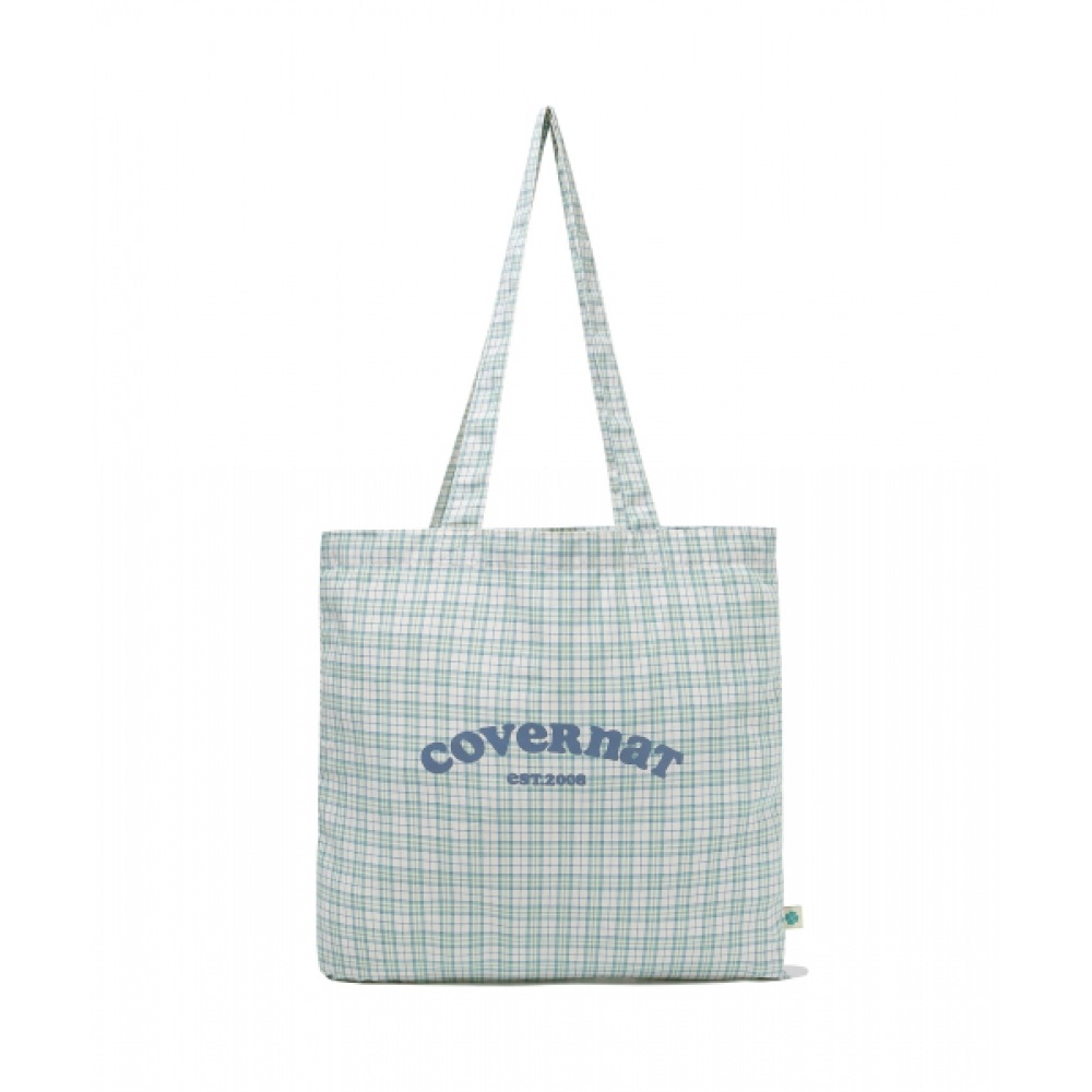 COVERNAT WOMAN クローバーハートチェックエコバッググリーン