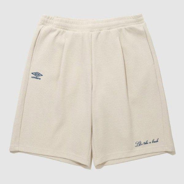 パンツ PQA UQ221CHP47-OBE レイトチェックアウト ワッフル 5.5部 バミューダパンツ/OATMEAL BEIGE