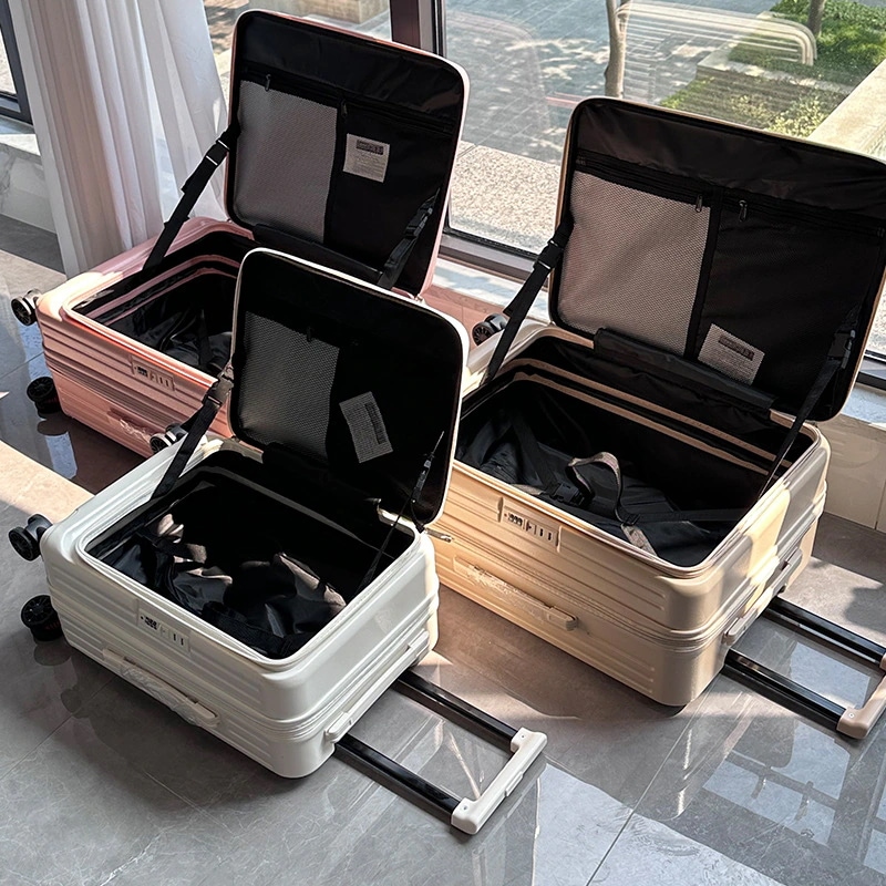 女性用の新しい多機能フロントオープンスーツケース小型キャビンスーツケース20インチ学生用トロリーケースユニバーサルホイールスーツケース 9,351円