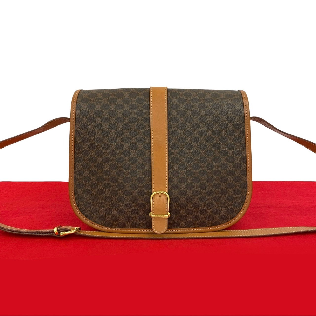 ヴィンテージ マカダム ブラゾン 柄ショルダーバッグ レザー PVC ブラウン 96674 41,080円