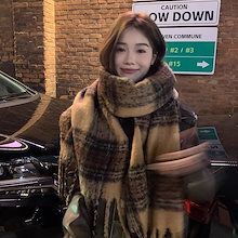 メリラッド風ブラウンカシミヤマフラー女性の冬の高級感フリンジ馬の海毛に厚手のマフラー学生の新型