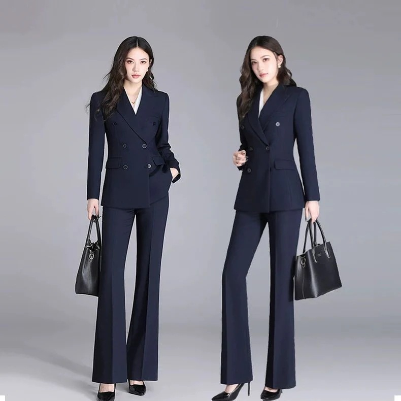涼しく楽ちんセットアップ 2つボタン女性ビジネスフォーマル面接レディースファッション 春秋韓国版ファッション職業正装スーツ気質仕事面接服 上下セットジャケットスラックスオフです長ズボン 春ジャケット