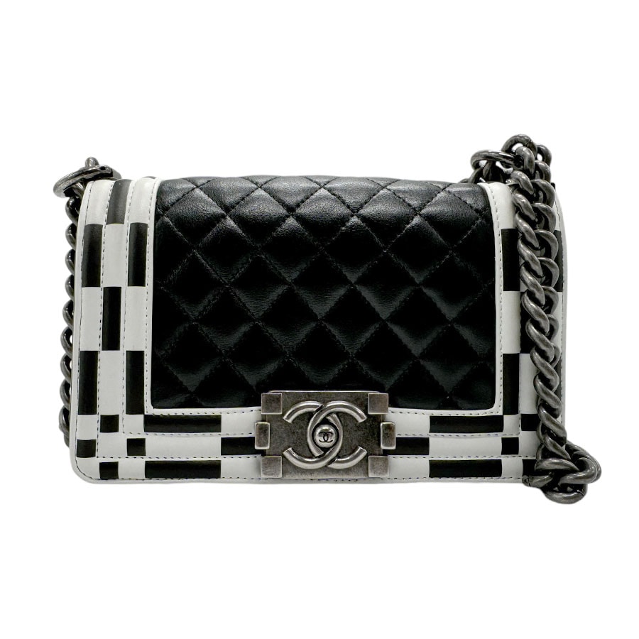 シャネル CHANEL ショルダーバッグ レザー ブラック/ホワイト レディース n0410