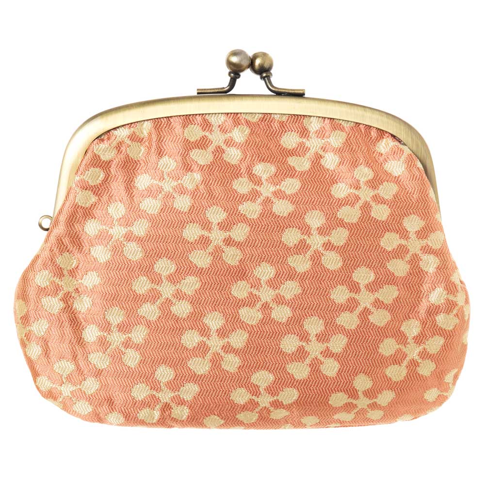 京都あらいそ　親子がま口財布　149 利休梅　中身を小分けして収納　優美な和柄　西陣織名物裂　京都府の織物・和装小物