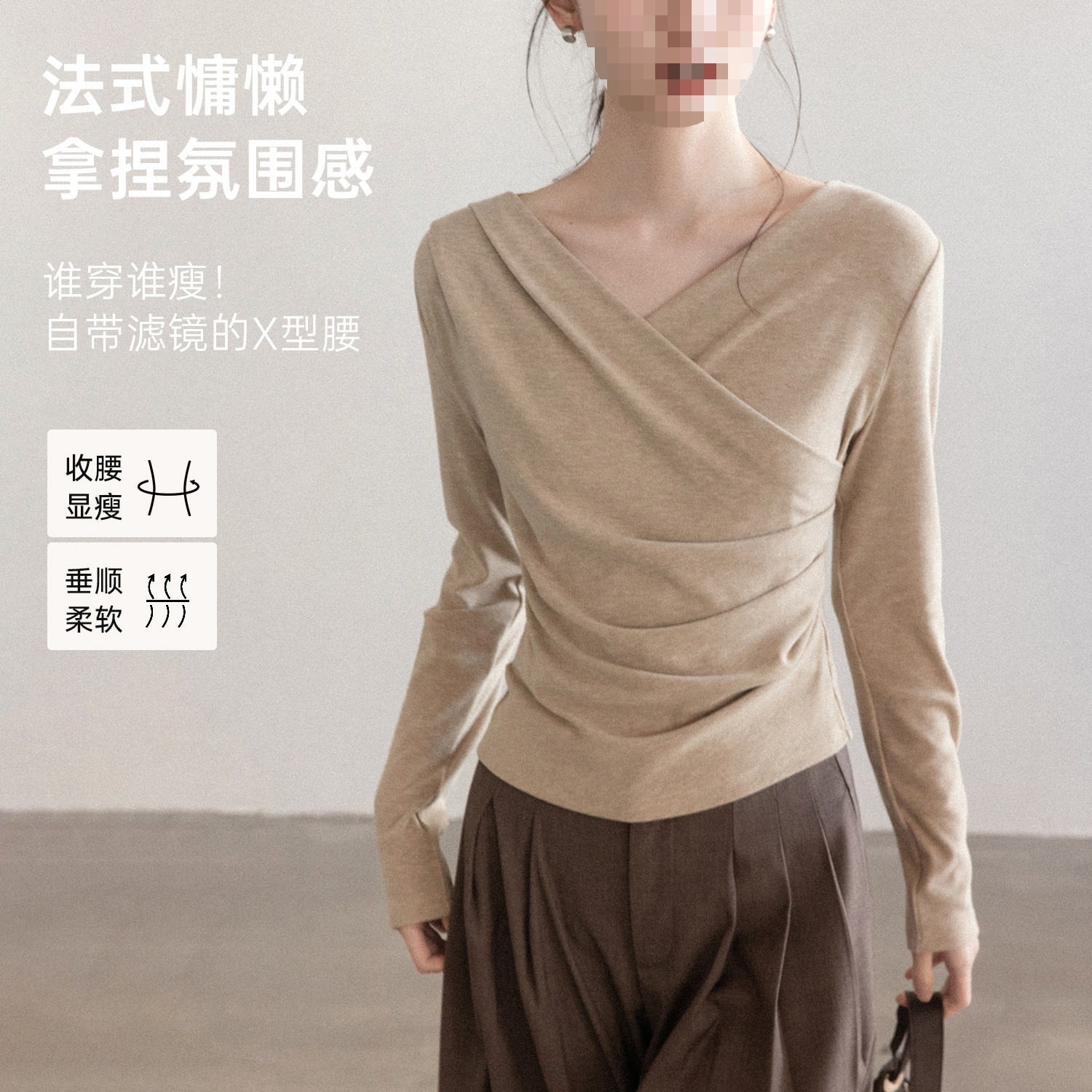 上品な襟付きの長袖シャツ女性用春のインナーウェアスリムフィットのトップス
