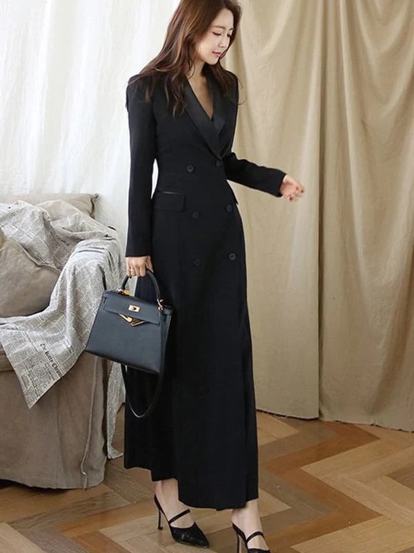 ワンピース ヘップバーン風 スーツ ジャケット レディース 新作 ボタン スリム ファッション ロング コート