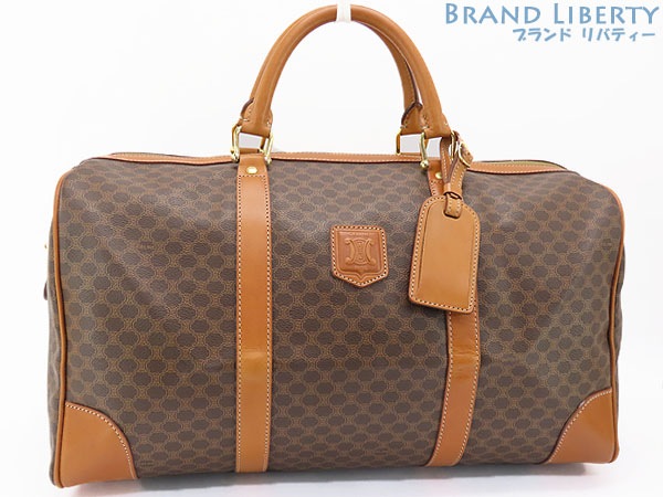 美品セリーヌヴィンテージマカダムボストンバッグハンドバッグトラベルバッグ旅行バッグブラウンダークブラウンレザー